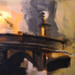 Helena Espvall + Fred Lonberg-Holm + Miguel Mira "FlyingCellos" CD sleeve painting by Miguel Mira